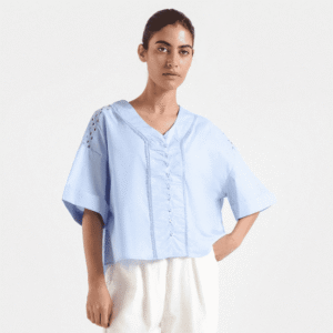 Lace Stitching Cropped Shirt