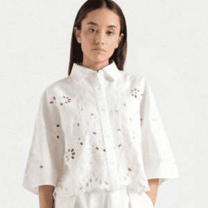 Cropped Schiffli Shirt